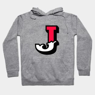 Monogram J - Alphabet Scrapbooking Red/White Circus Style Hoodie